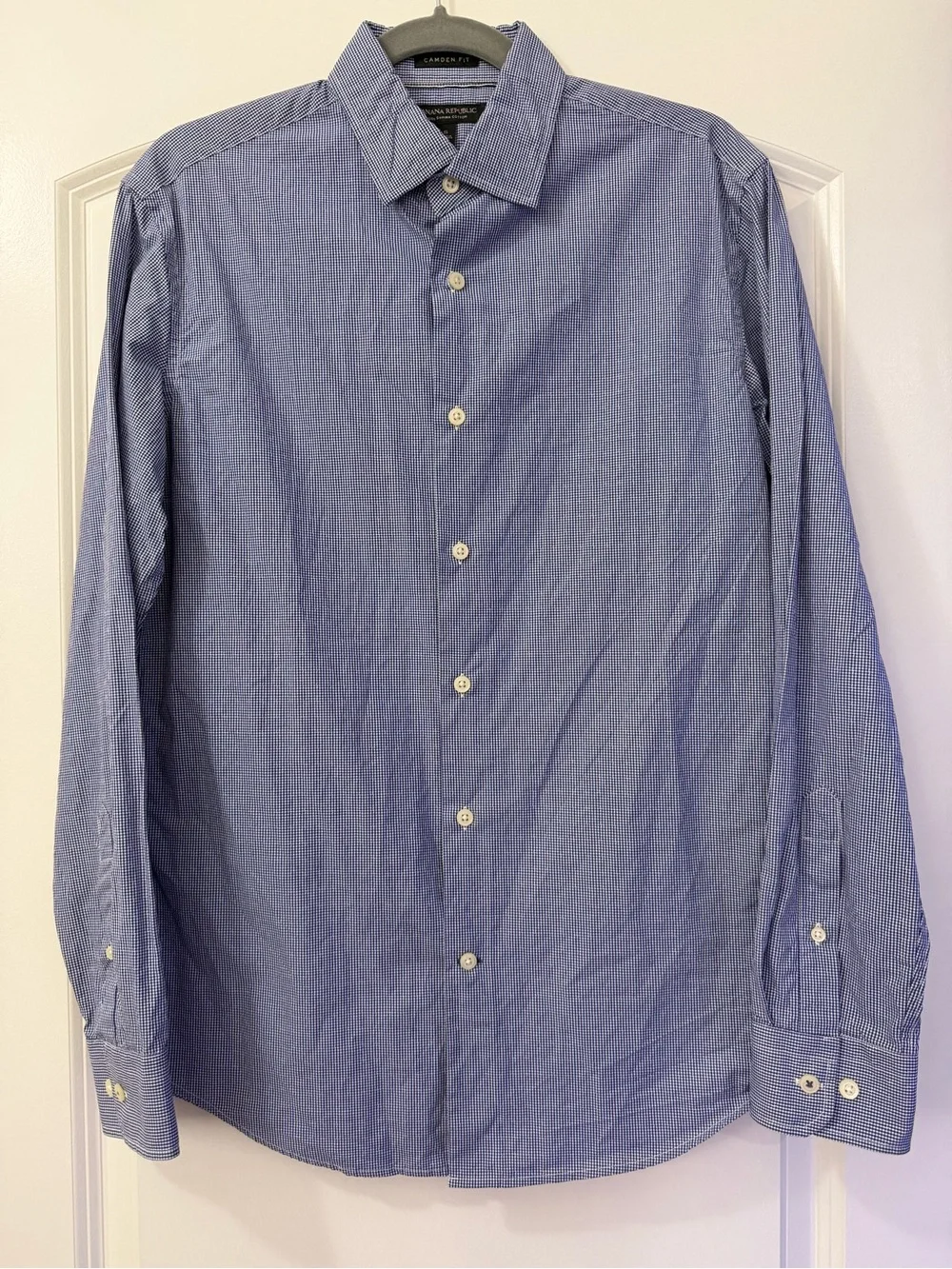 Banana Republic Men's Blue Micro-Striped Dress Shirt